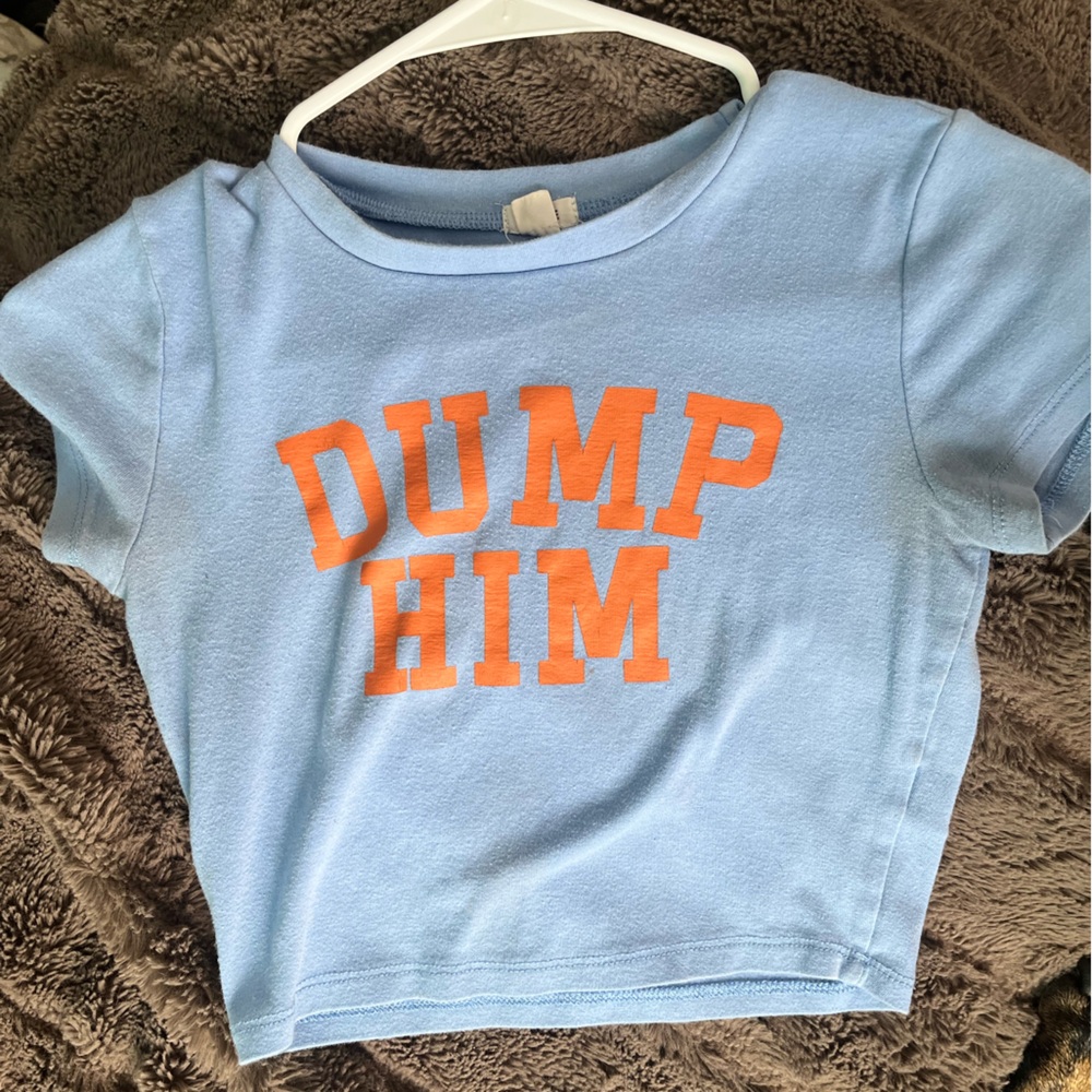 Garage Sky Blue Tee with Orange Print